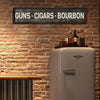 Guns, Cigars, Bourbon Wood Novelty Wall Sign - 36" x 8"